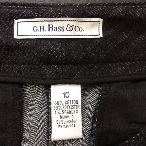 G.H. Bass Pants Wide Leg Dark Gray Stripe Mid Rise Cotton Stretch Size 10 - Picture 2 of 5